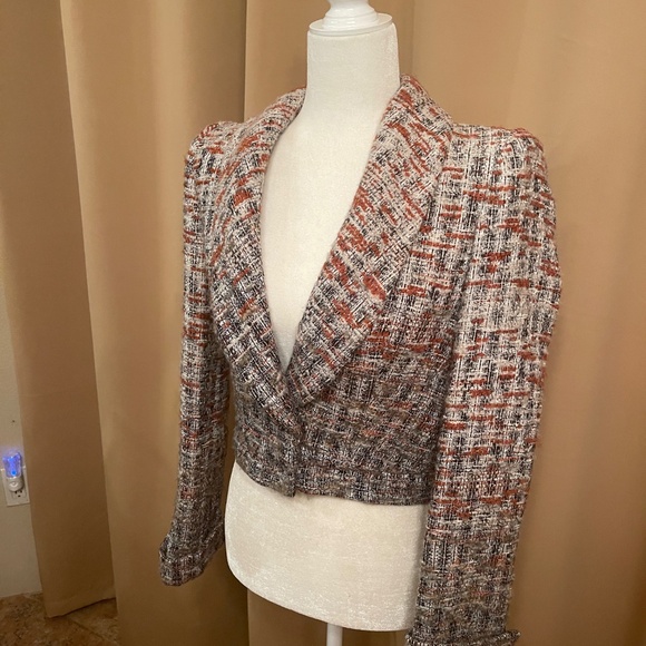 Alice + Olivia Tweed Cropped Blazer, Jacket Size XS - Picture 3 of 11